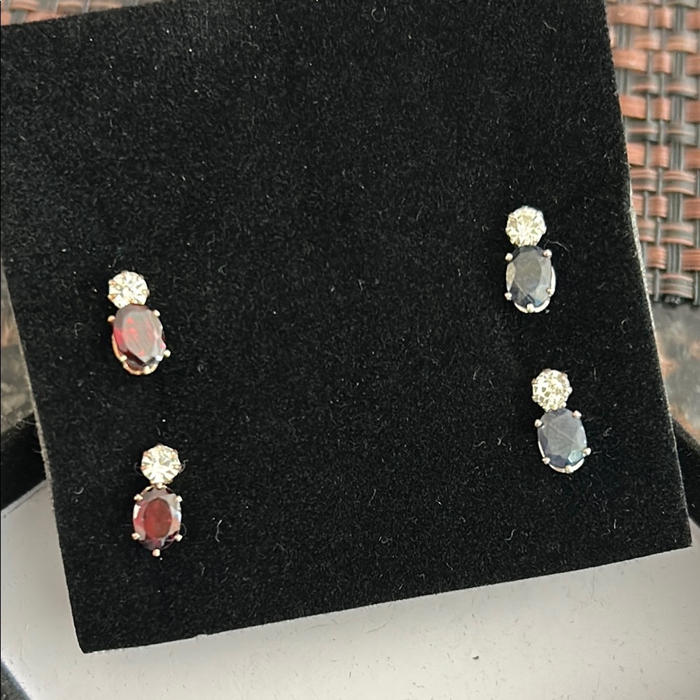 Garnet and Blue Sapphire Gemstone Earrings